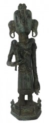 BRONZE STATUE TIMOR QUEEN WITH BABY AND LIZARD - BRONZE STATUES